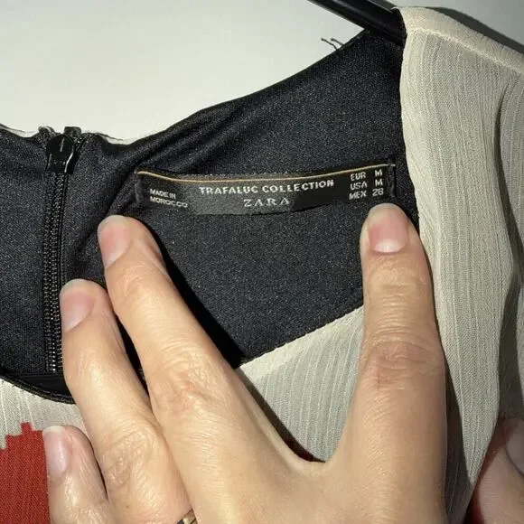 Zara Trafulac Dress Woman’s Sz M Colorful Geometric Tribal Print Cut Outs Beach - Picture 6 of 8